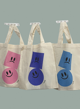 笑脸手提手拎袋 薄款袋包包 haag韩国ins小众 环保袋