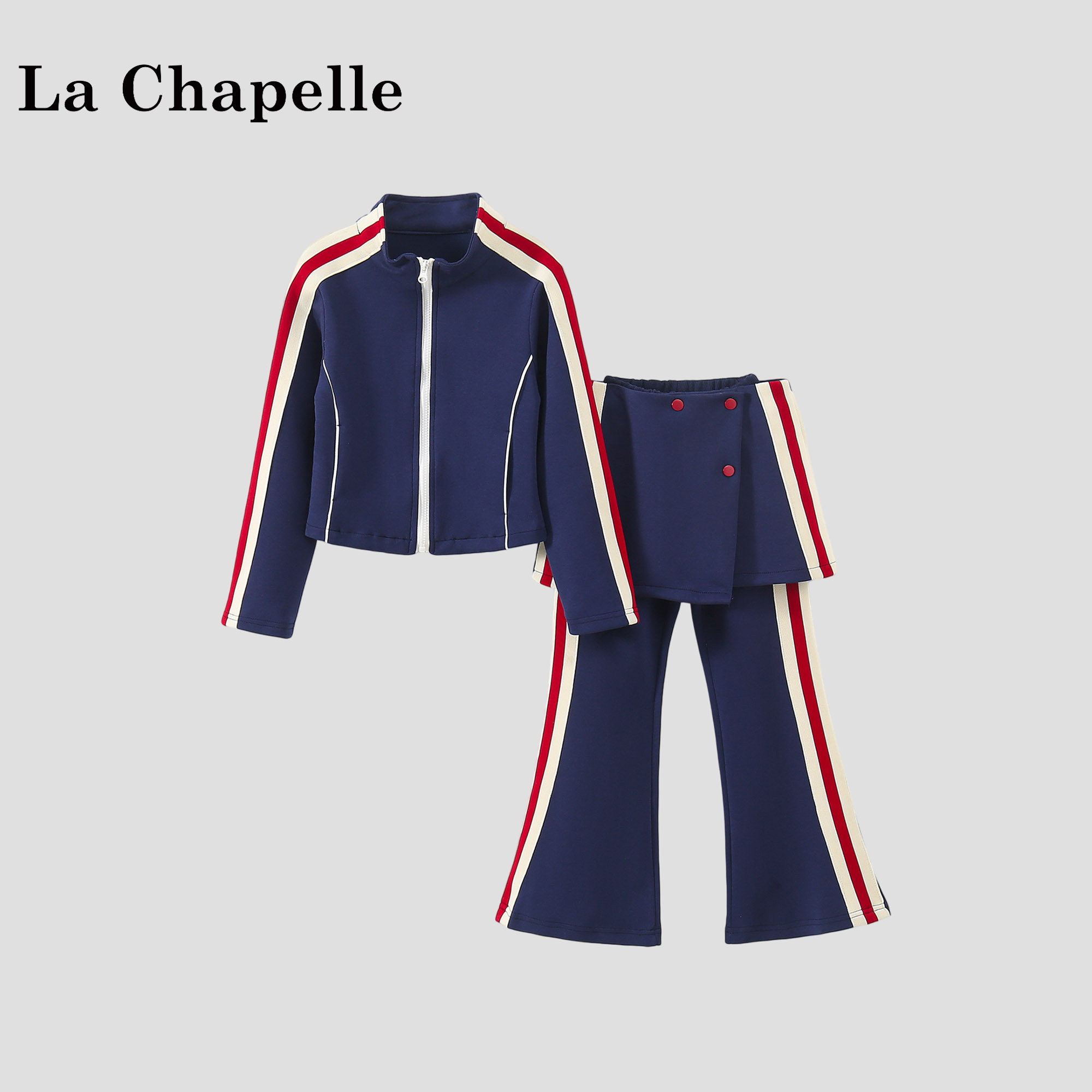 拉夏贝尔童装女童套装2026新款中大童春装儿童运动外套裤子两件套