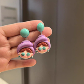 2025新品 多巴胺暴富富婆手作可爱卡通女孩树脂耳饰耳钉无洞耳夹