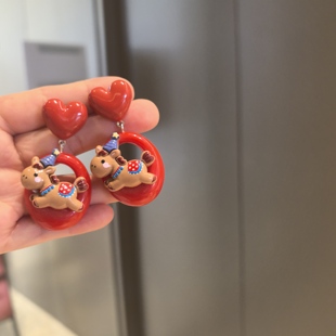 沐琪手作马年新品小马新年耳夹无洞耳饰2026新款可爱高级感耳钉