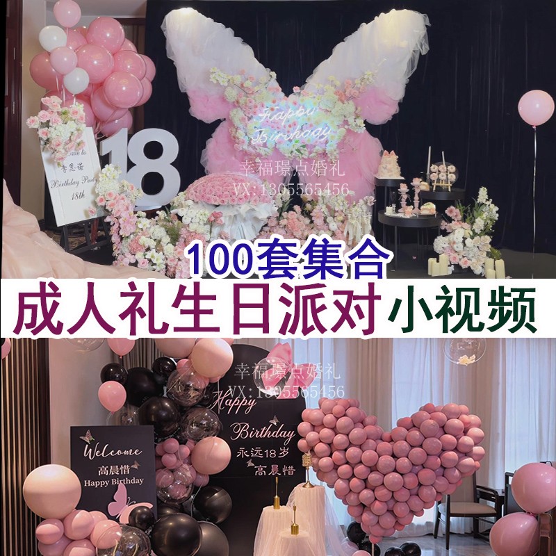 2025十八岁成人礼生日宴网红派对聚会布置小视频谈单宣传素材资料