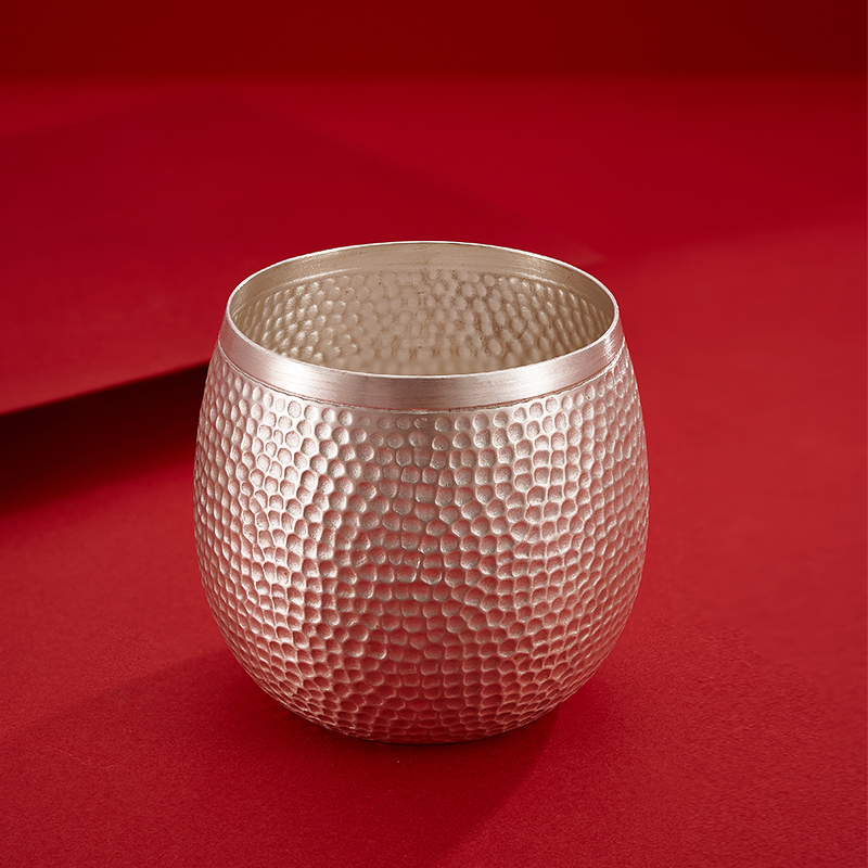 顺庆银楼足银999茶杯锤纹素银杯