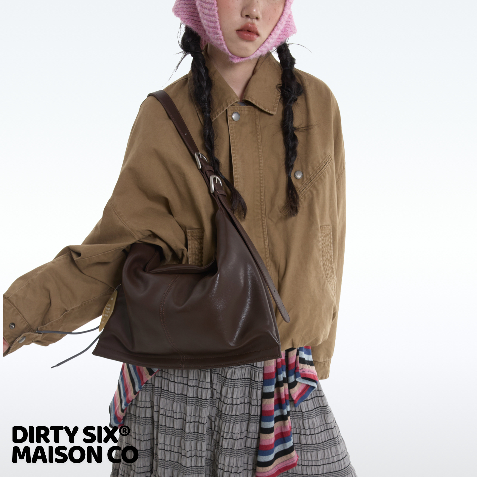 DirtySix 原创 托托里尼 软软牛皮 单肩斜挎饺子包