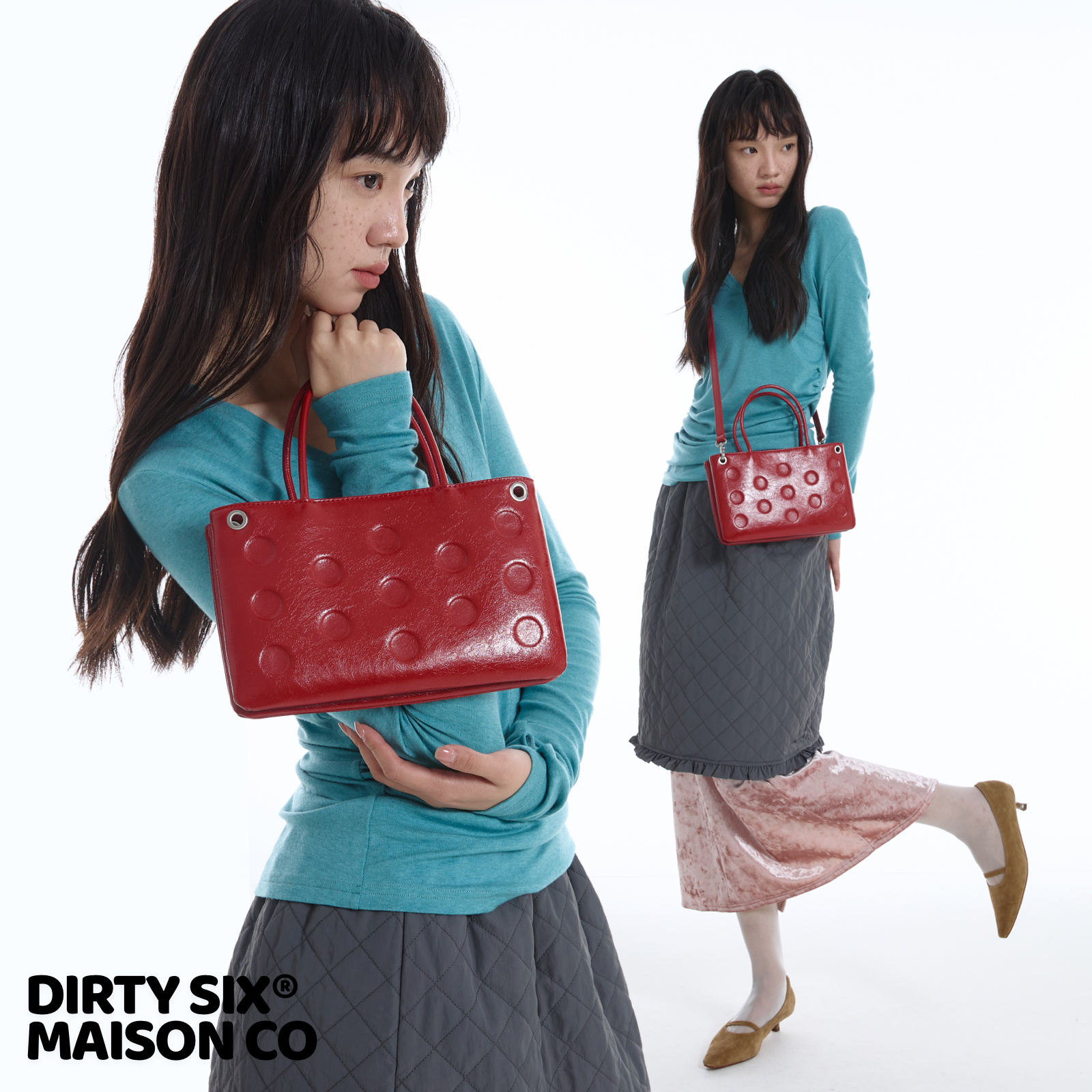 DirtySix原创千禧波点牛皮方包