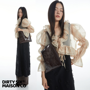 FAFA DirtySix 原创 嘭嘭弗朗小花袋 牛皮小方包 小米钉设计