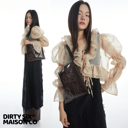 DirtySix嘭嘭牛皮小花袋小方包