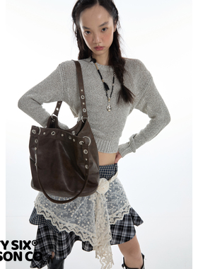 DirtySix 2025AW 达顿水桶 嬉皮朋克 多背法 机车铆钉软皮托特包