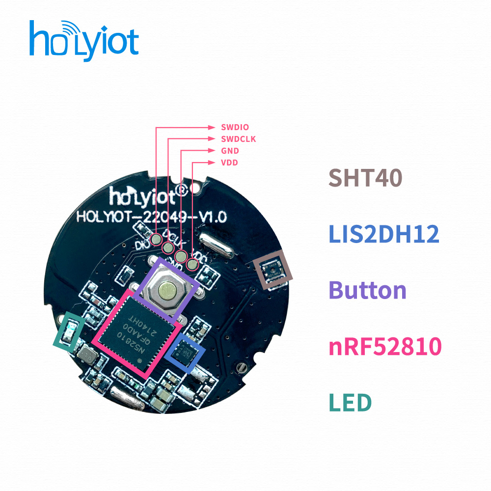 蓝牙信标nRF52810传感器模块三轴加速度lis2dh12温湿度sht