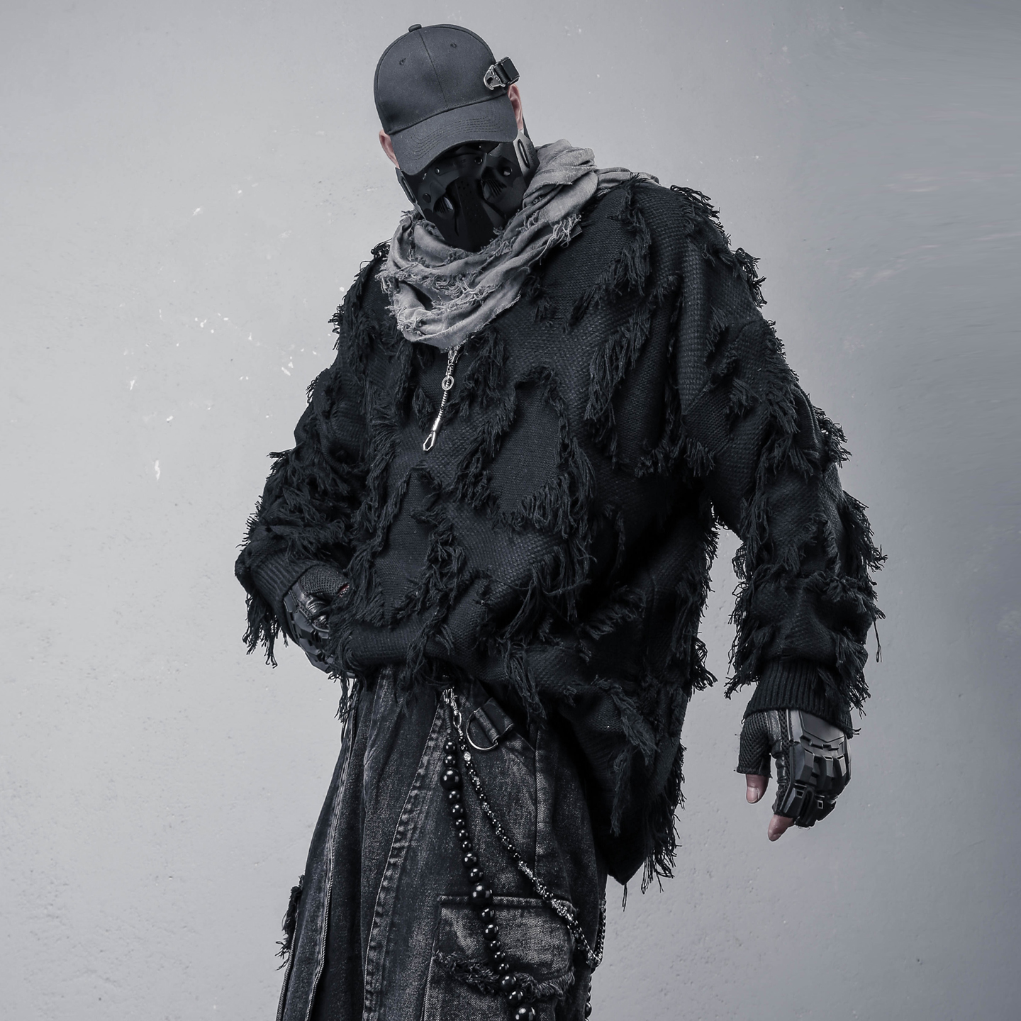 废土风流苏提花设计针织衫毛衣