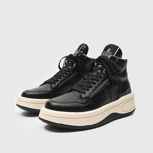 RO高帮黑武士板鞋男潮牌小众美式高街风厚底增高老爹鞋白色马丁靴