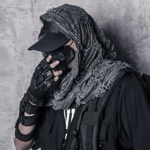 暗黑潮牌个性颓废做旧围巾男女