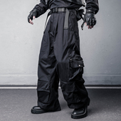沙丘废土风洗水大口袋高街嘻哈大码 痞帅街舞休闲裤 阔腿裤 机能工装