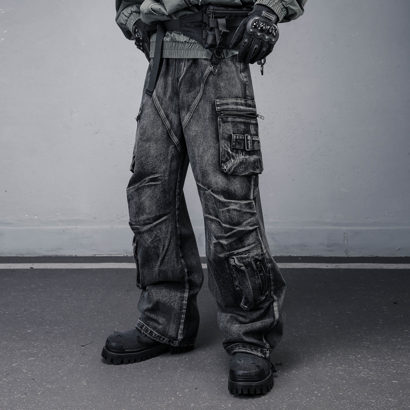 朋克重工废土风y2k亚文化牛仔裤