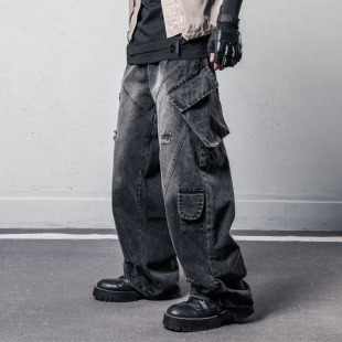 阔腿裤 直筒工装 街舞机能街头美式 沙丘废土风重工多口袋牛仔裤