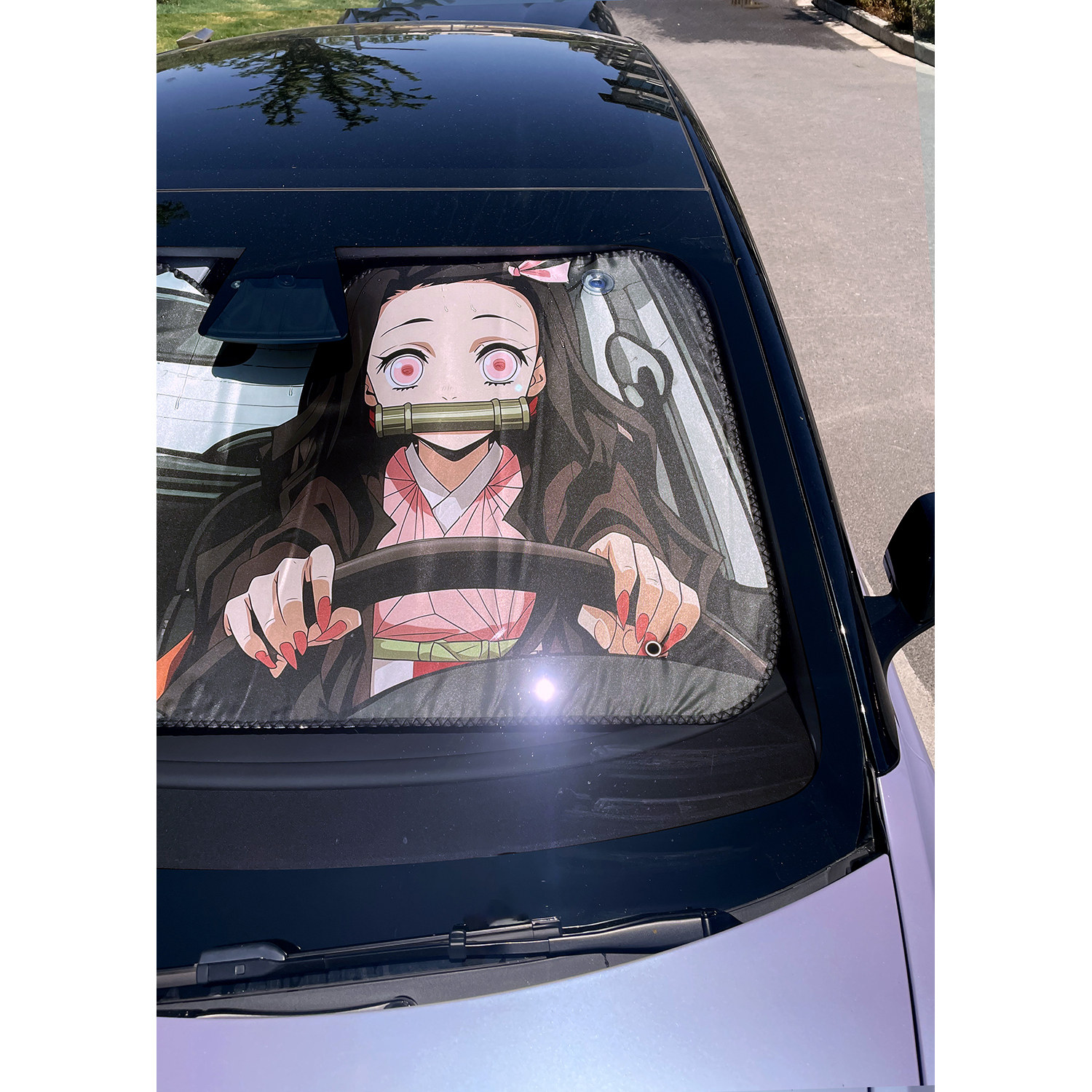 鬼灭之刃动漫汽车灶门祢豆子遮阳挡防晒隔热遮阳帘可爱挡风板