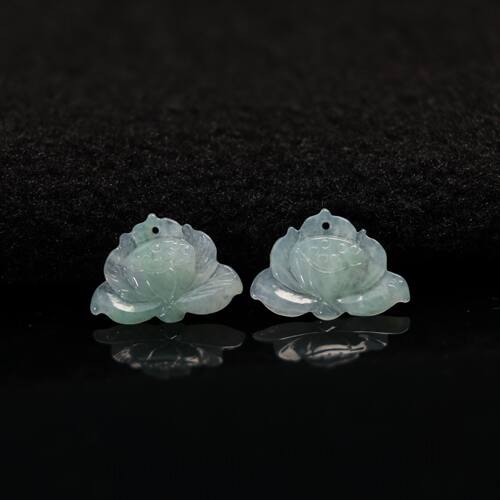 翡翠莲蓬莲小花耳坠耳钉花片