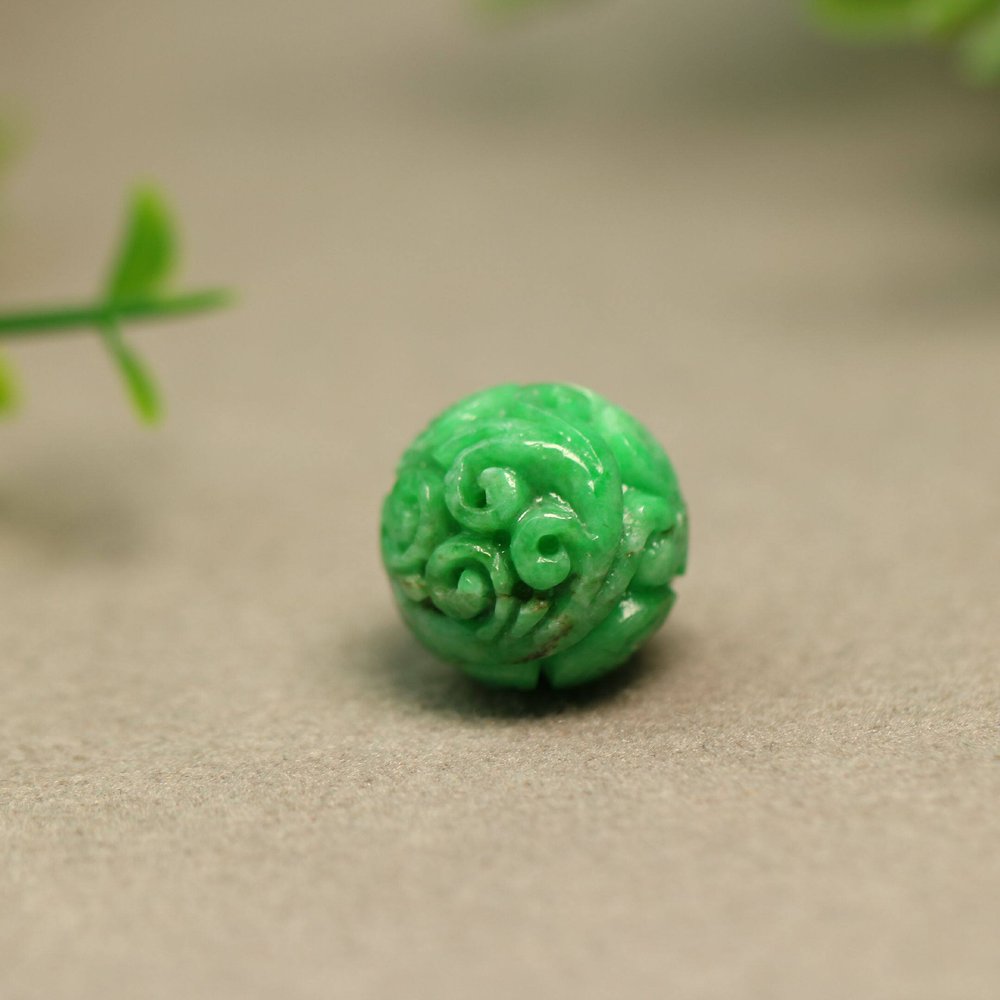 天然A货团寿龙纹雕花珠子
