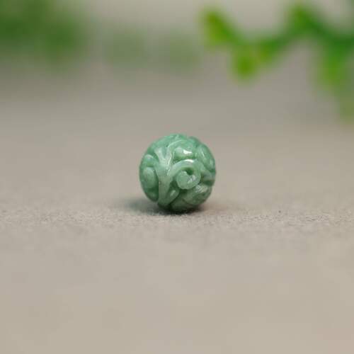 满绿缅甸天然A货翡翠雕花珠子