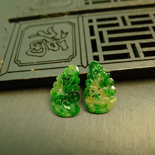 翡翠镂空雕花云浮福在眼前花片