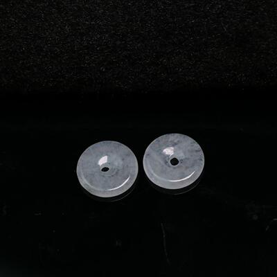 #0457一对冰种天然A货翡翠平安扣