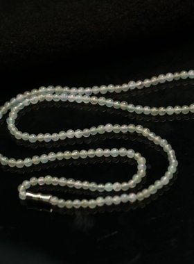 #E360 一条白色老坑冰种天然A货翡翠小米圆珠子项链手链