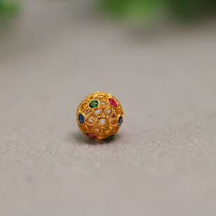 18K金镂空彩球绣球圆珠子