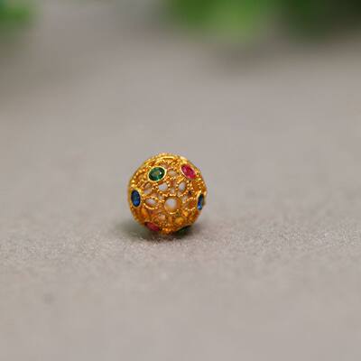 18K金镂空彩球绣球圆珠子