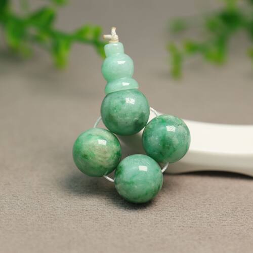 天然A货翡翠素面珠子三通佛头
