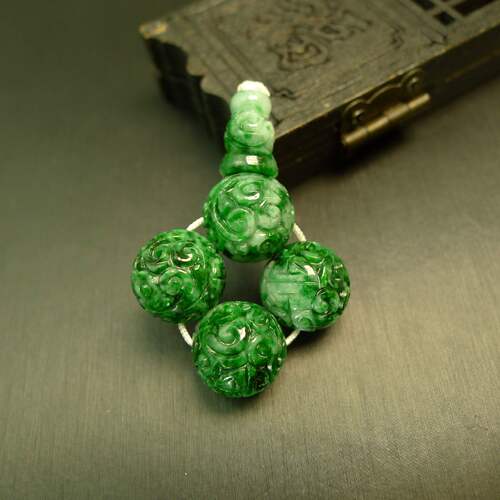 翡翠龙纹珠子雕花珠子三通佛头