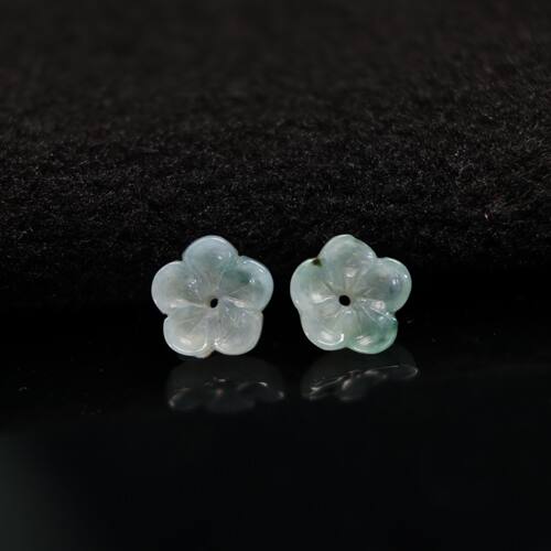 飘蓝花天然A货翡翠梅花花朵