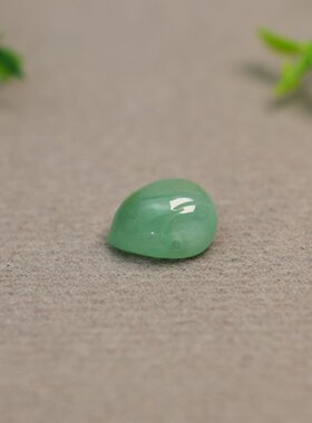 #G432冰种晴水绿天然A货翡翠水滴形珠子  通孔DIY编绳手串配件