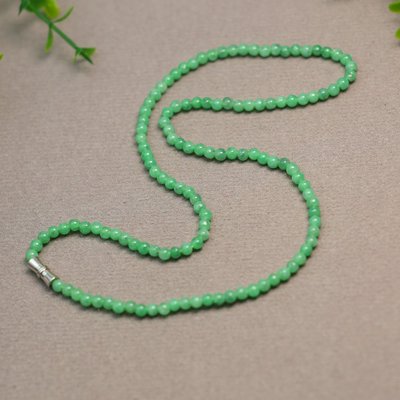 天然A货翡翠小米珠小圆珠子项链