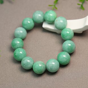 手链 H792满绿天然A货翡翠素面大圆珠子手串佛珠男款
