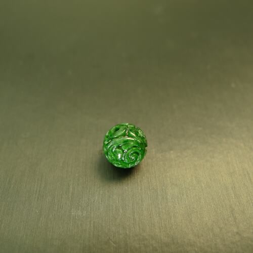 满绿缅甸天然A货翡翠雕花珠子