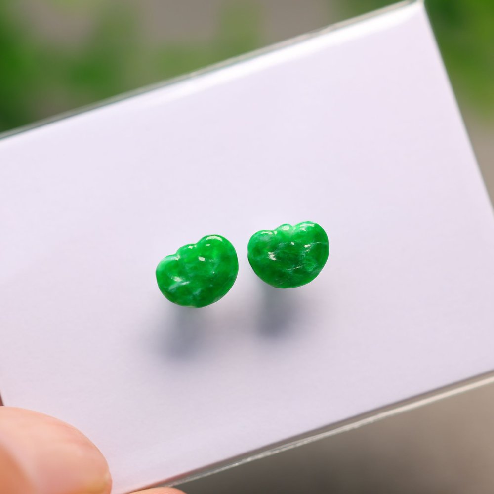 冰种满绿天然A货翡翠如意头