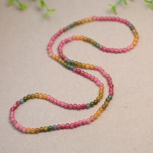 一条彩色天然碧玺小米珠子小圆珠项链多圈手链