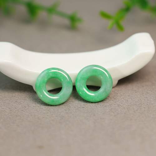 冰糯种阳绿缅甸天然A货翡翠小环