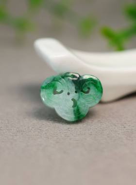 #K651飘辣绿缅甸天然A货翡翠雕花如意背云