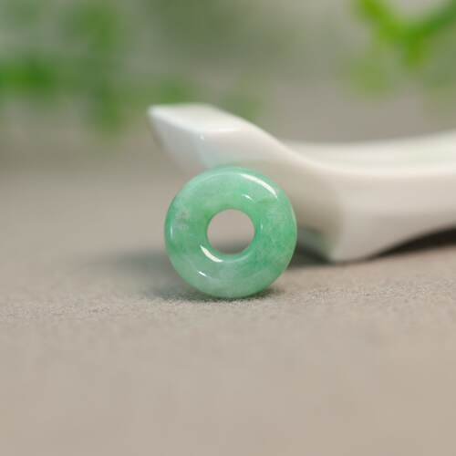 阳绿缅甸天然A货翡翠平安扣小环