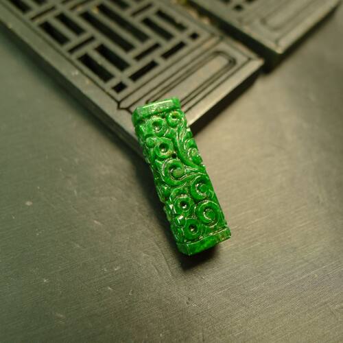 翡翠雕花桶珠长方柱条形管珠
