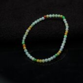 G524冰种三彩天然A货翡翠小米珠子手串手链