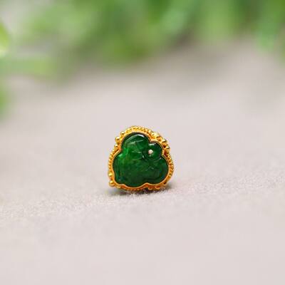 满绿天然A货翡翠如意头小香盒