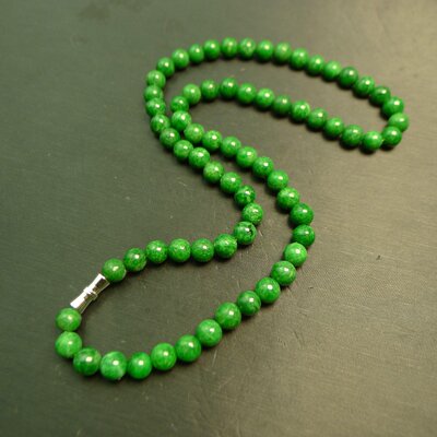 然A货翡翠素面圆珠子锁骨项链7