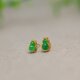H882一对18K金加钻石镶嵌冰种阳绿天然A货翡翠葫芦耳钉耳饰