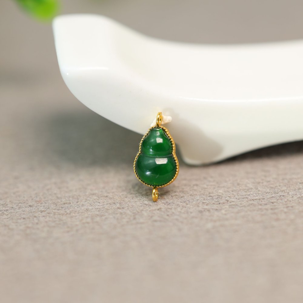 冰种满绿天然A货翡翠葫芦双边圈