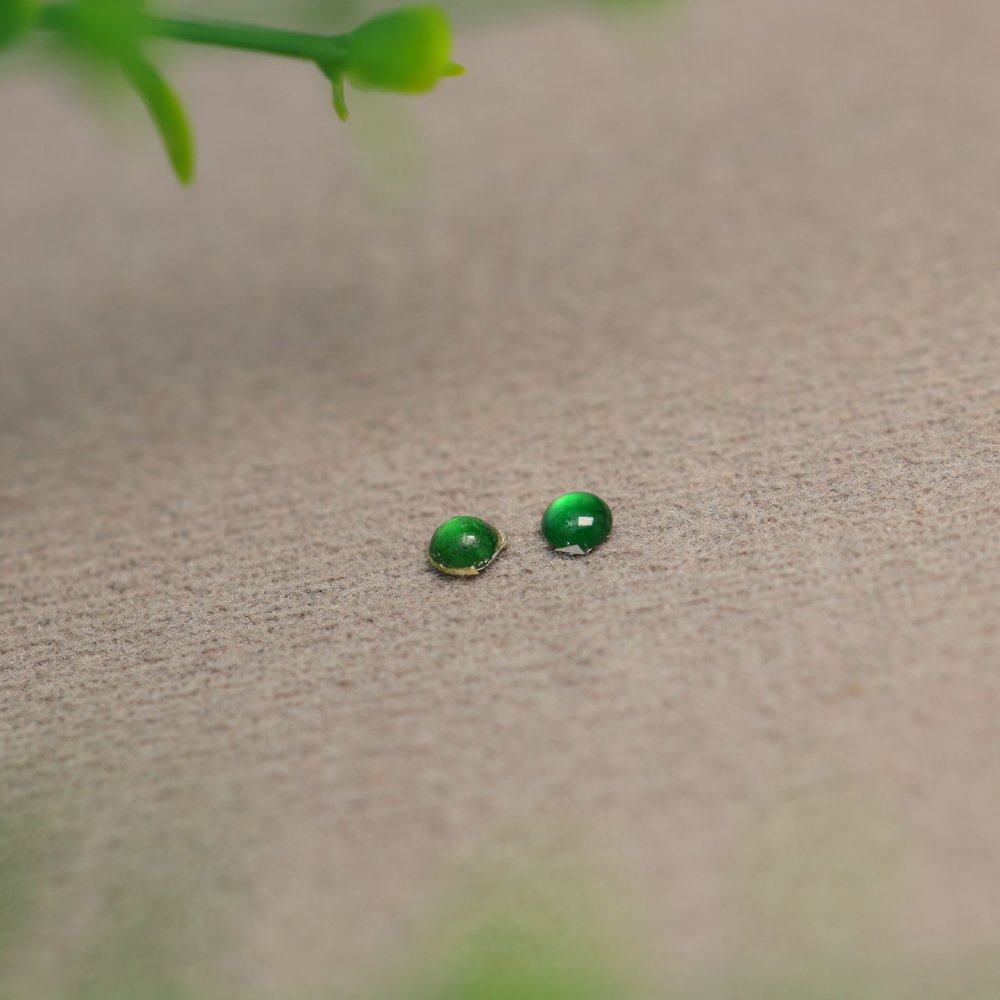 #J682一对冰种满绿缅甸天然A货翡翠小圆蛋面 耳钉吊坠顶珠裸石,珠宝/钻石/翡翠,翡翠裸石/蛋面,淘宝优惠券,粉丝福利购,淘宝优惠卷