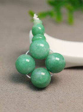 #J050 满色阳绿缅甸天然A货翡翠素面珠子三通佛头 珠串手串配件