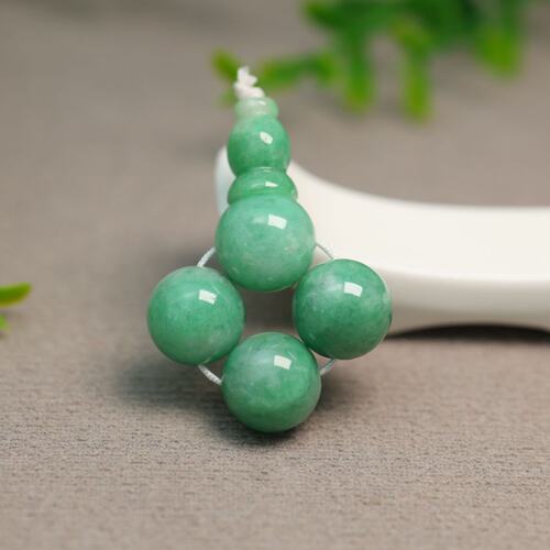 天然A货翡翠素面珠子三通佛头
