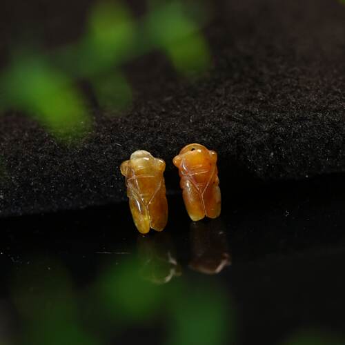 缅甸天然A货黄翡翡翠知了玉蝉