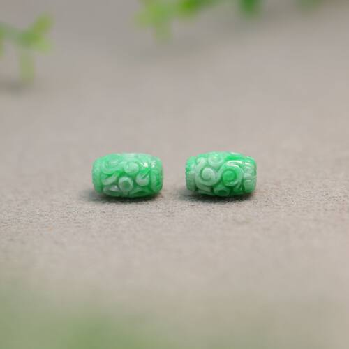 翡翠龙纹雕花路路通腰鼓珠桶珠